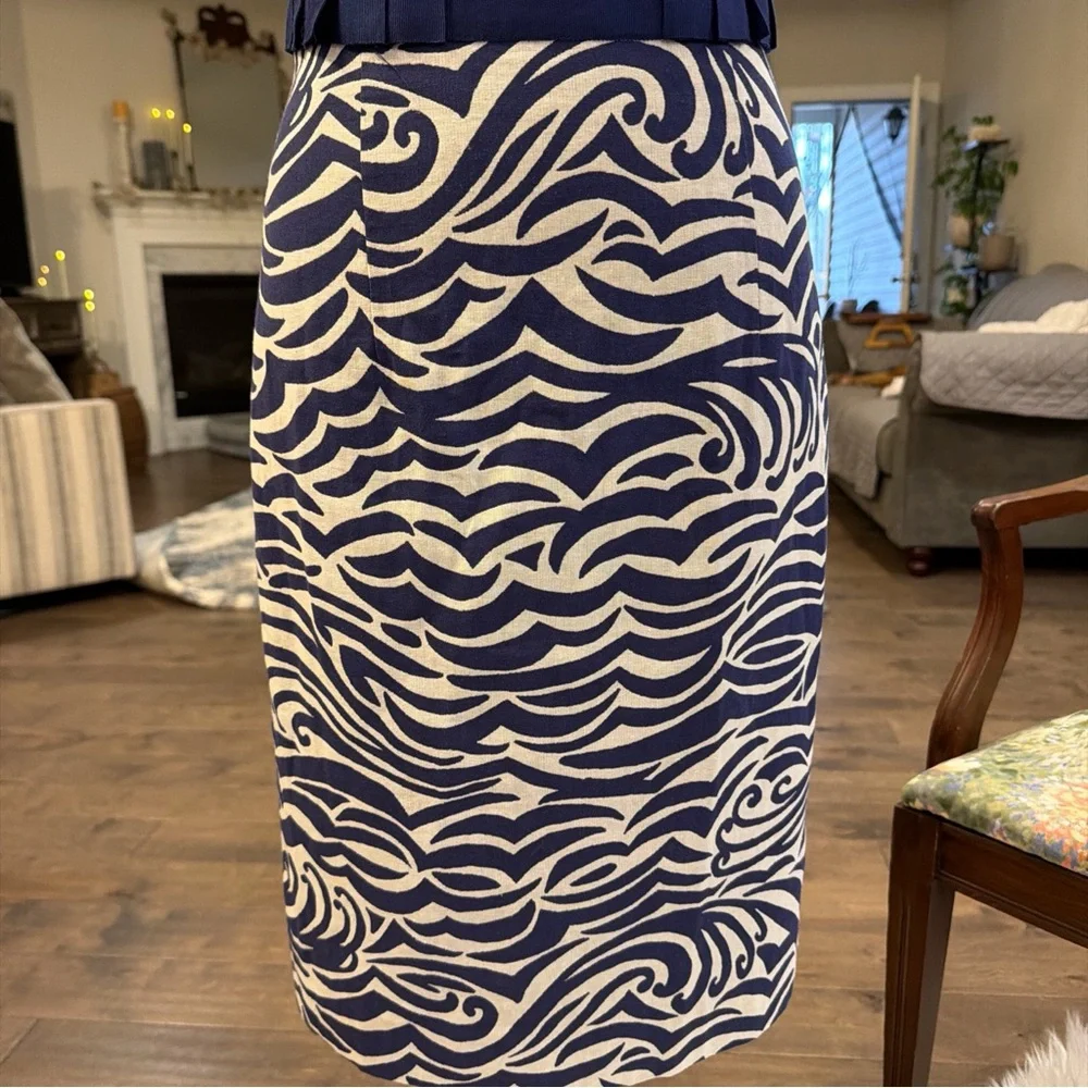 ANTONIO MELANI Navy and White Patterned Midi Dress - Picture 5 of 9